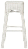 Safavieh Percy Counter Stool Wicker White Distress Rattan NC Coating Mango WIK6501A 889048264267