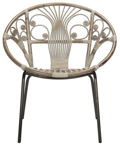 Safavieh Carlson Accent Chair Rattan Grey White Wash NC Coating Mango Iron WIK6505A 889048264700