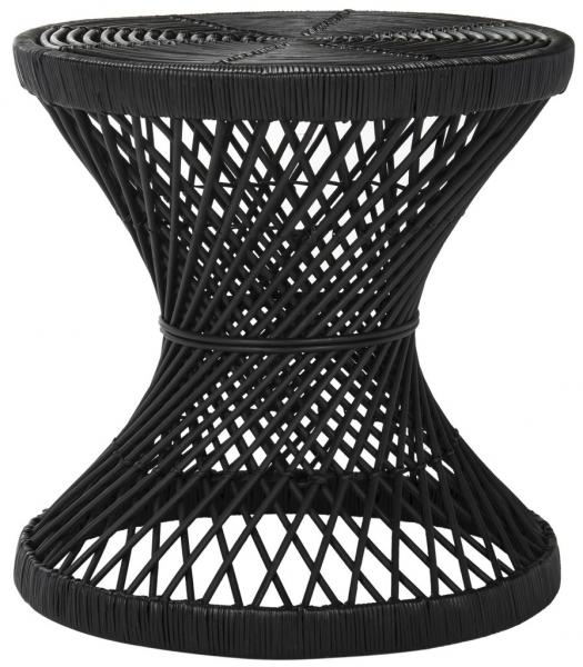Safavieh Grimson Accent Table Small Bowed Black Rattan NC Coating Mango WIK6506A 889048264717