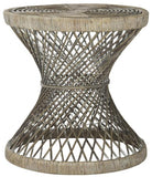 Safavieh Grimson Accent Table Small Bowed Grey White Wash Rattan NC Coating Mango WIK6506B 889048264724