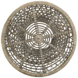 Safavieh Grimson Accent Table Small Bowed Grey White Wash Rattan NC Coating Mango WIK6506B 889048264724