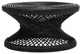 Safavieh Grimson Coffee Table Large Bowed Black Rattan NC Coating Mango WIK6507A 889048264786