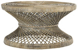 Safavieh Grimson Coffee Table Large Bowed Grey White Wash Rattan NC Coating Mango WIK6507B 889048264823