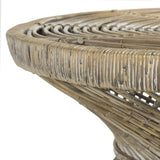 Safavieh Grimson Coffee Table Large Bowed Grey White Wash Rattan NC Coating Mango WIK6507B 889048264823