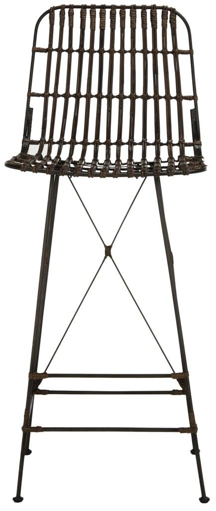 Safavieh - Set of 2 - Minerva Bar Stool Wicker Croco Brown Rattan NC Coating Iron WIK6508A-SET2 889048264861