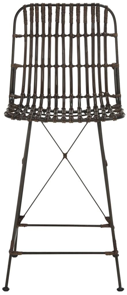 Safavieh - Set of 2 - Minerva Counter Stool Wicker Croco Brown Rattan NC Coating Iron WIK6509A-SET2 889048265066