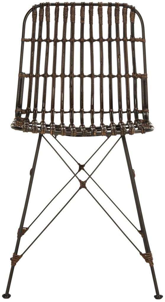 Safavieh - Set of 2 - Minerva Dining Chair Wicker Croco Brown Rattan NC Coating Iron WIK6510A-SET2 889048265707