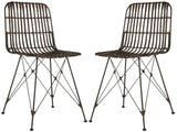 Safavieh - Set of 2 - Minerva Dining Chair Wicker Croco Brown Rattan NC Coating Iron WIK6510A-SET2 889048265707