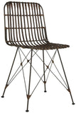 Safavieh - Set of 2 - Minerva Dining Chair Wicker Croco Brown Rattan NC Coating Iron WIK6510A-SET2 889048265707