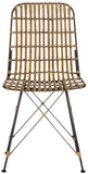 Safavieh - Set of 2 - Minerva Dining Chair Wicker Natural Brown Wash Rattan NC Coating Jawit Iron WIK6510B-SET2 889048265721