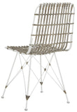 Safavieh - Set of 2 - Minerva Dining Chair Wicker White Wash Rattan NC Coating Kubu Iron WIK6510C-SET2 889048265745