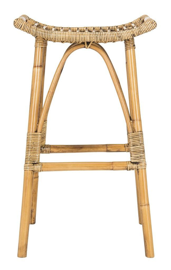 Safavieh Leda Bar Stool Rattan Honey Brown NC Coating Mindi WIK6511A 889048229808