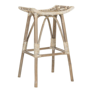 Safavieh Leda Bar Stool Rattan Grey White Wash NC Coating Mindi WIK6511B 889048239159