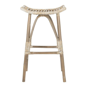 Safavieh Leda Bar Stool Rattan Grey White Wash NC Coating Mindi WIK6511B 889048239159