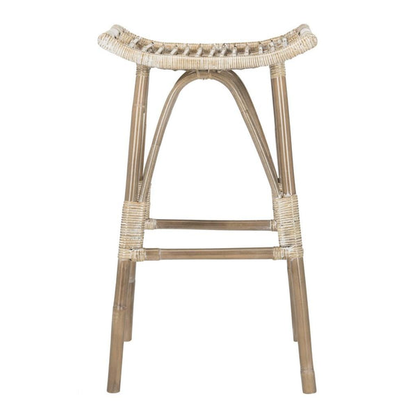Safavieh Leda Bar Stool Rattan Grey White Wash NC Coating Mindi WIK6511B 889048239159