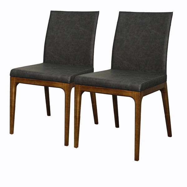 Devon Faux Leather Dining Chairs - Set of 2, Mid-Century Modern Style with Walnut Legs & Comfort