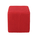 Tessie Knitted Foot Stool, Red Noble House