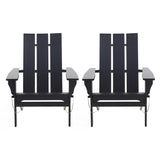 Zuma Outdoor Acacia Wood Foldable Adirondack Chairs (Set of 2), Black