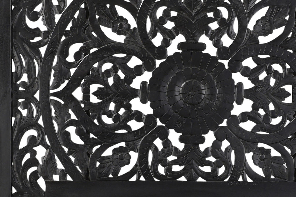 Porter Designs Bali Solid Hand Carved Wood Queen Vintage Bed Black 04-196-14-CBDB-KIT