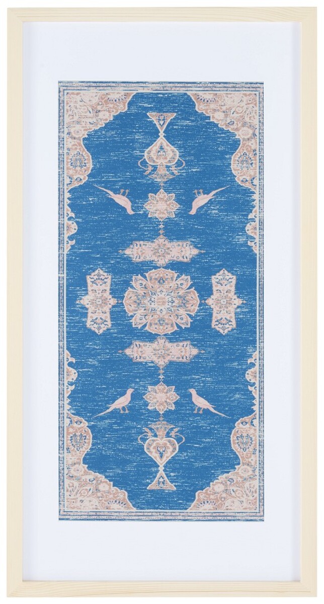 Safavieh Chartrelle 29" Blue/Pink Framed Textile Wall Art WLA1002A