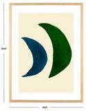 Safavieh Twin Moons, 18 X 24 Inch, Denim/Green, Framed Wall Art Denim / Green Paper / Polystyrene Frame / Perpex Glass WLA2038A