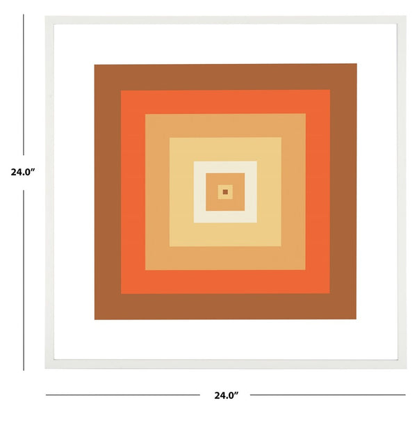 Safavieh That 70'S Glow, 24 X 24 Inch, Golden Brown/Orange, Framed Wall Art Golden Brown / Orange Paper / Polystyrene Frame / Perpex Glass WLA2046A