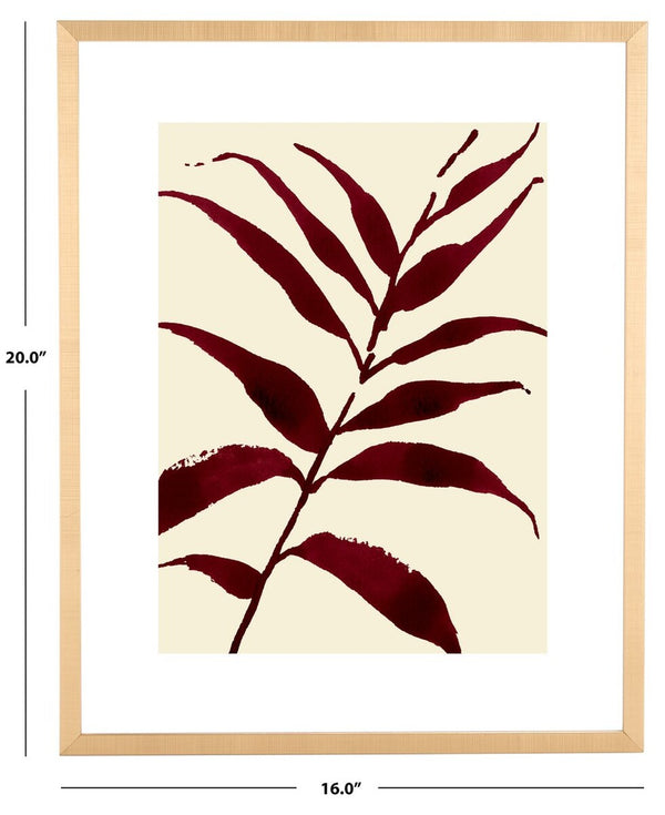 Safavieh Everglade Evenings, 16 X 20 Inch, Burgundy/Antique Ivory, Framed Wall Art Burgundy / Antique Ivory Paper / Polystyrene Frame / Perpex Glass WLA2058A