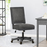 Noble House Sandine Rustic Upholstered Swivel Office Chair, Charcoal and Natural
