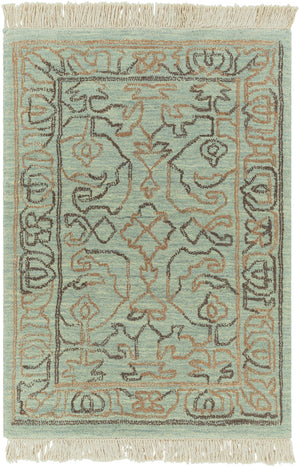 Wilmington WLG-9000 Traditional Wool Rug WLG9000-23 Sage, Light Gray, Medium Gray, Taupe 100% Wool 2' x 3'