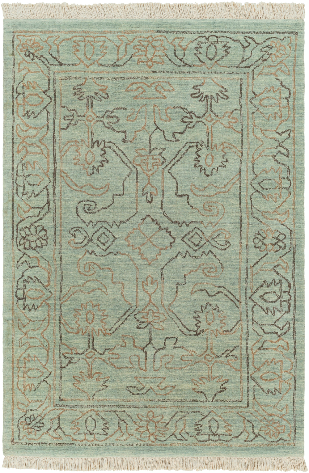 Wilmington WLG-9000 Traditional Wool Rug WLG9000-23 Sage, Light Gray, Medium Gray, Taupe 100% Wool 2' x 3'