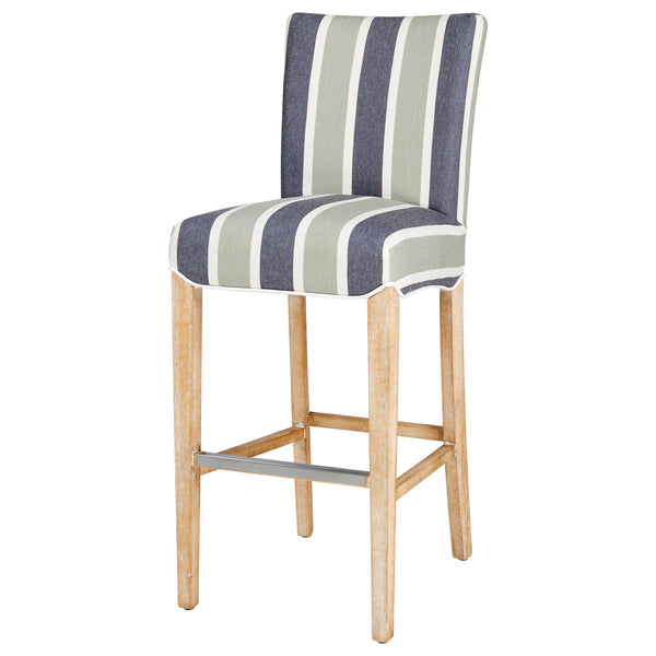 Milton Fabric Bar Stool Hurley Stripe Blue
