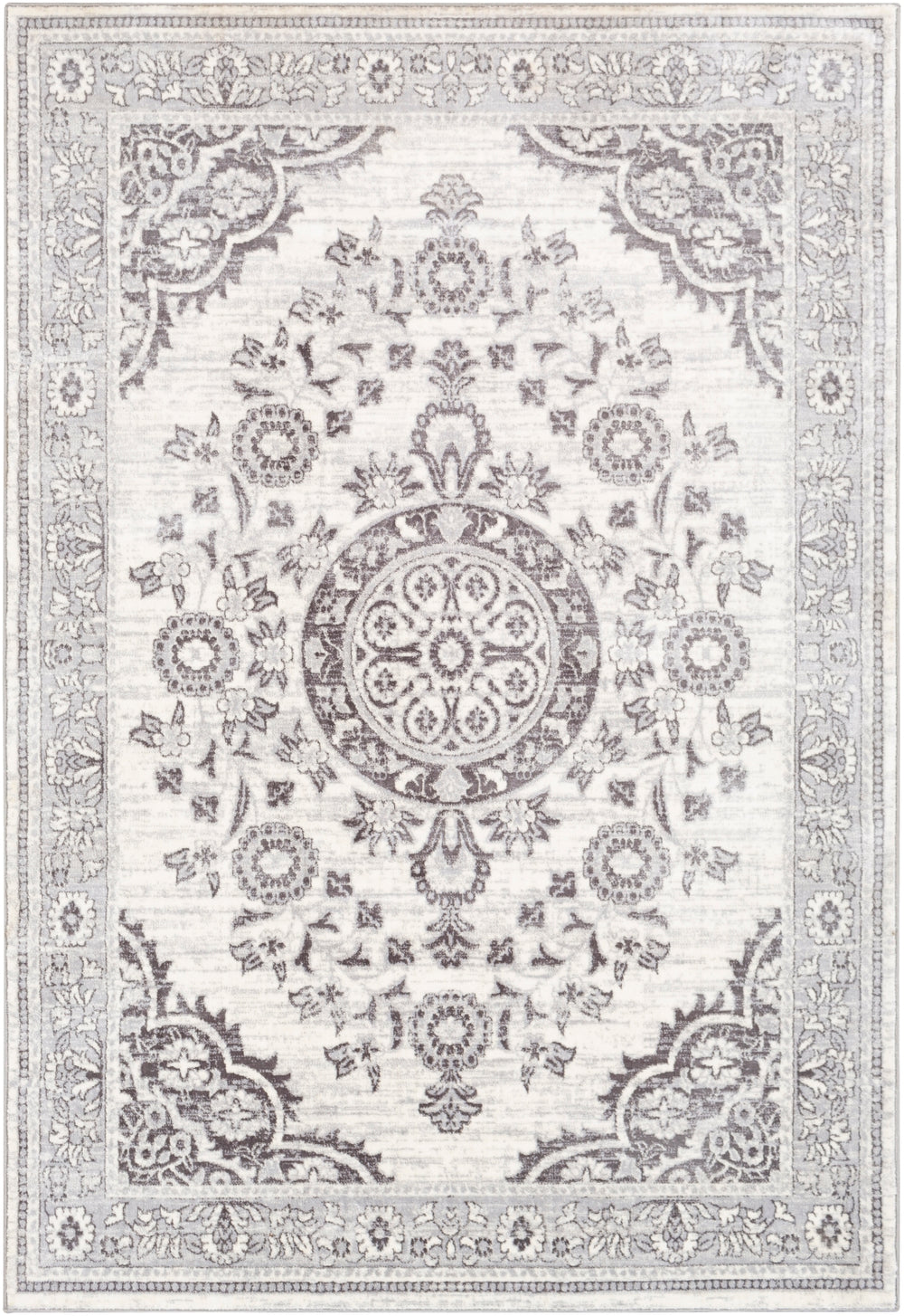 Wanderlust WNL-2301 Traditional Polyester Rug WNL2301-93123 Charcoal, Silver Gray, White 100% Polyester 8'10" x 12'4"