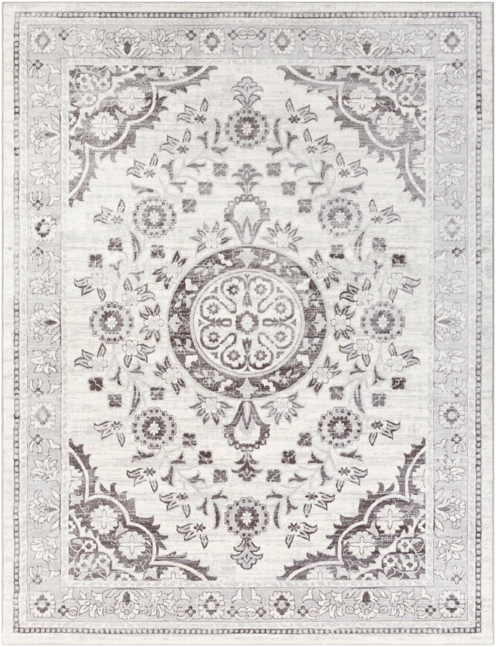 Wanderlust WNL-2301 Traditional Polyester Rug WNL2301-93123 Charcoal, Silver Gray, White 100% Polyester 8'10" x 12'4"