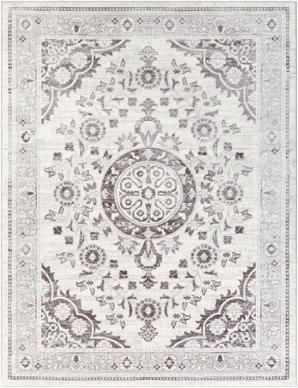 Wanderlust WNL-2301 Traditional Polyester Rug WNL2301-710103 Charcoal, Silver Gray, White 100% Polyester 7'10" x 10'3"