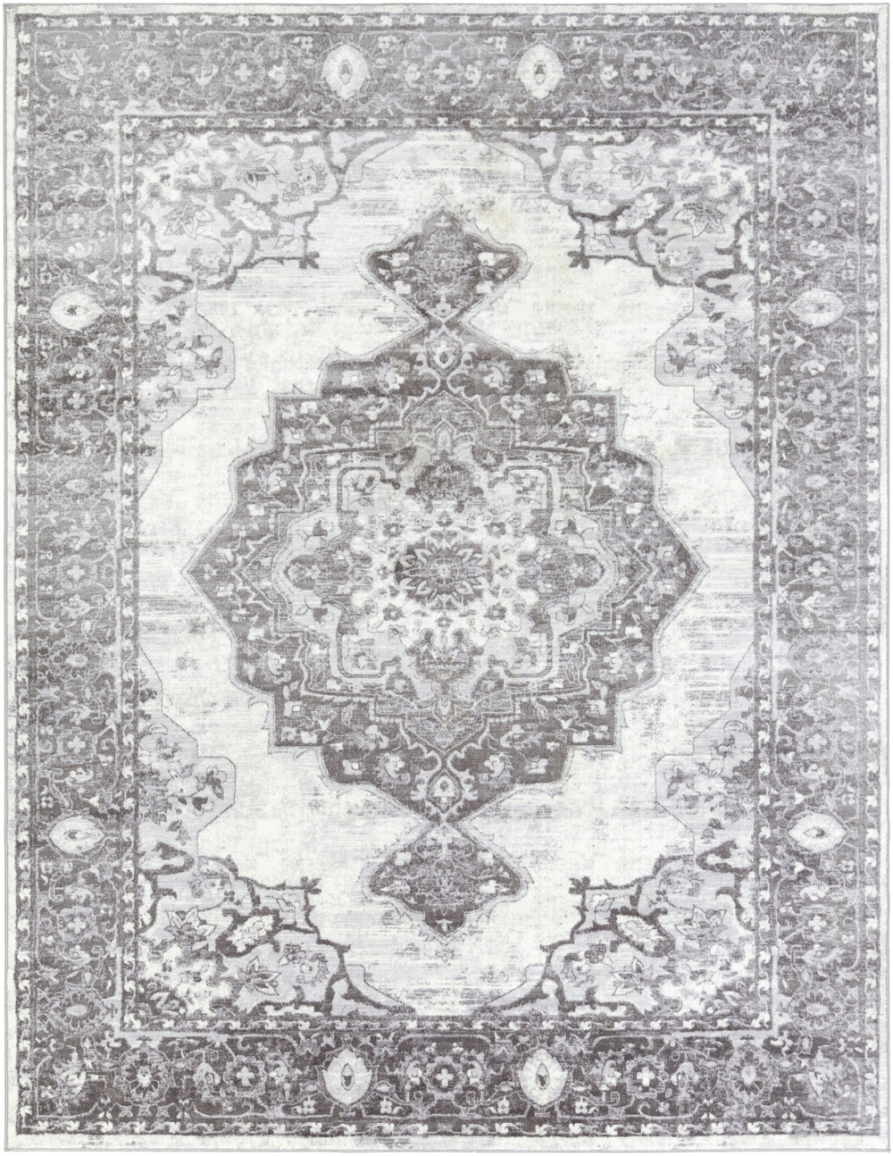 Wanderlust WNL-2303 Traditional Polyester Rug WNL2303-93123 Charcoal, Silver Gray, White 100% Polyester 8'10" x 12'4"