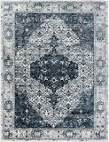 Wanderlust WNL-2305 Traditional Polyester Rug WNL2305-710103 Aqua, Navy, White, Silver Gray, Black, Charcoal 100% Polyester 7'10" x 10'3"