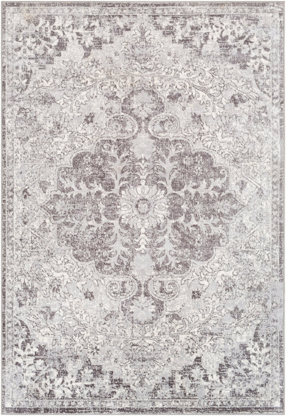 Wanderlust WNL-2308 Traditional Polyester Rug WNL2308-93123 Silver Gray, White, Charcoal 100% Polyester 8'10" x 12'4"
