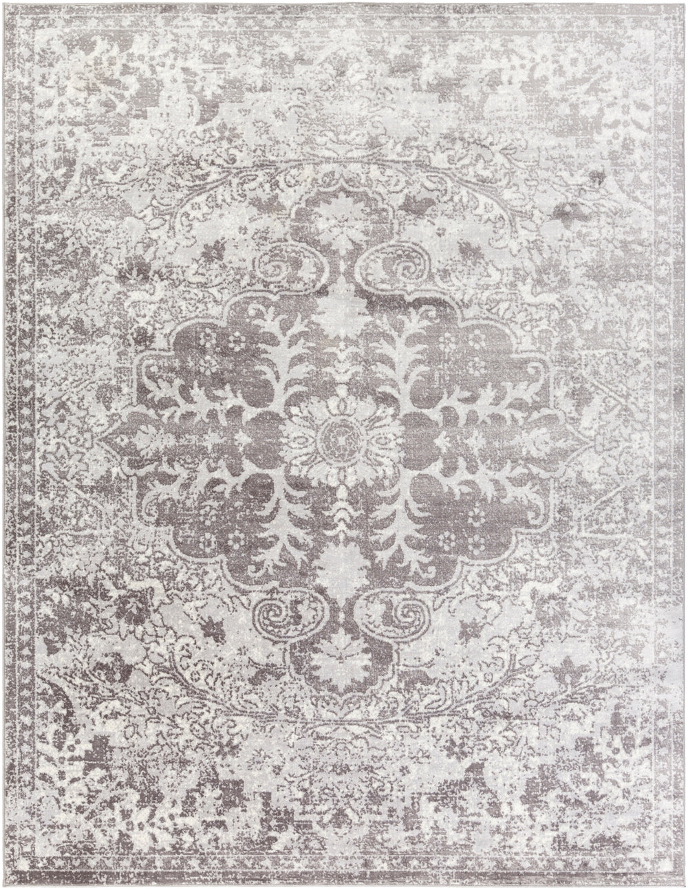 Wanderlust WNL-2308 Traditional Polyester Rug WNL2308-93123 Silver Gray, White, Charcoal 100% Polyester 8'10" x 12'4"