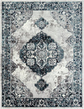 Wanderlust WNL-2311 Traditional Polyester Rug WNL2311-710103 Aqua, Navy, Silver Gray, White, Charcoal, Black 100% Polyester 7'10" x 10'3"