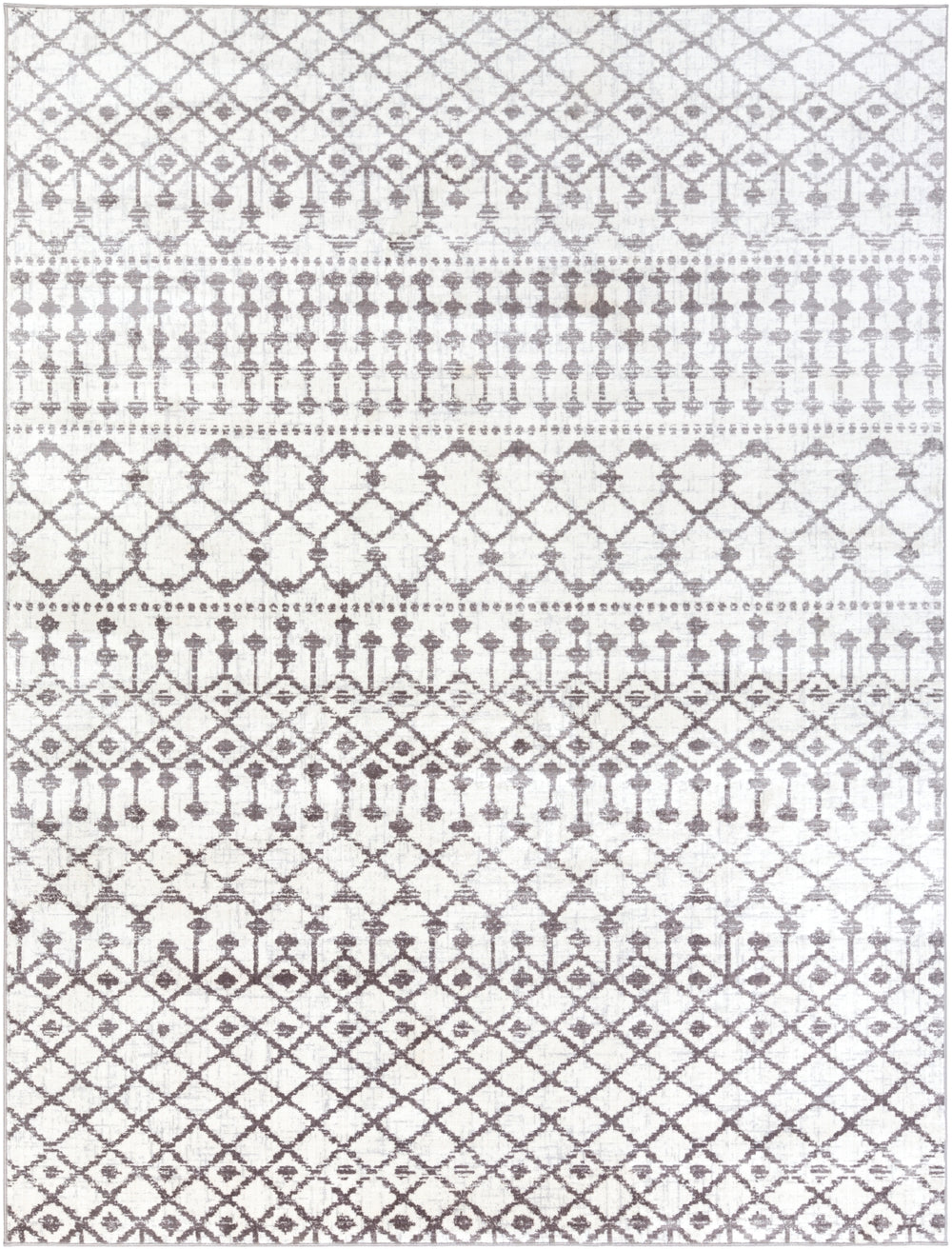 Wanderlust WNL-2317 Global Polyester Rug WNL2317-93123 Charcoal, Silver Gray, White 100% Polyester 8'10" x 12'4"