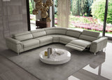 Coronelli Collezioni Wonder - Italian Modern Grey Leather Sectional Sofa with Recliners