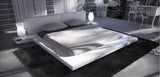 Eastern King Opal White Gloss Japanese Style Platform Bed with Nightstands