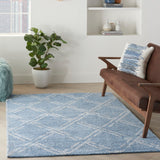 Nourison Venosa VSN01 Modern Handmade Tufted Indoor Area Rug Blue/Ivory 5'3" x 7'3" 99446786944