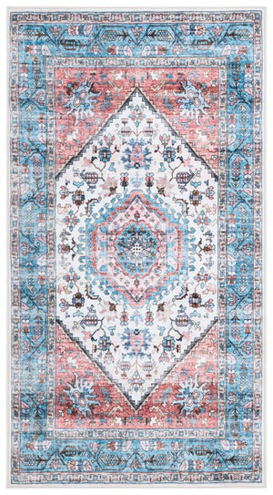Safavieh Washable Printed Rug 322 Washable Power Loomed Rug Turquoise / Red WPR322K-4