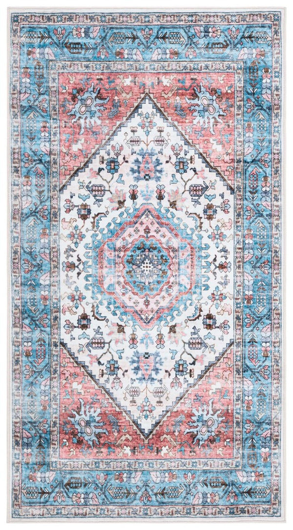 Safavieh Washable Printed Rug 322 Washable Power Loomed Rug Turquoise / Red WPR322K-4