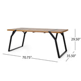 Varva Outdoor Acacia Wood Dining Table, Teak and Black Noble House