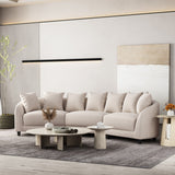 Covecrest Contemporary Fabric 3 Seater Curved Sectional Sofa, Beige and Dark Brown Noble House