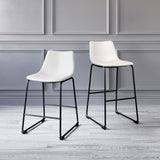 Zuo Modern Smart 100% Polyurethane, Plywood, Steel Transitional Commercial Grade Barstool Set - Set of 2 Distressed White, Black 100% Polyurethane, Plywood, Steel