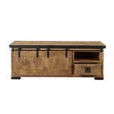 Bowery Modern Industrial Mango Wood TV Stand, Natural Finish and Black Noble House