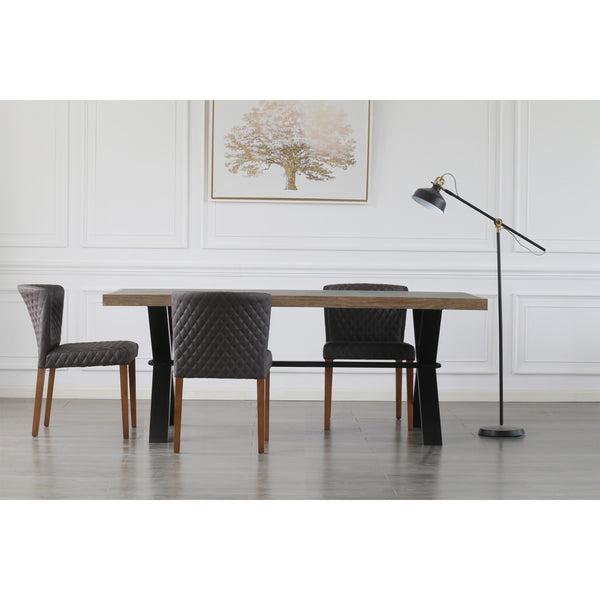 Albie Diamond Stitching Leatherette Chair - Set of 2 Danburry Gray